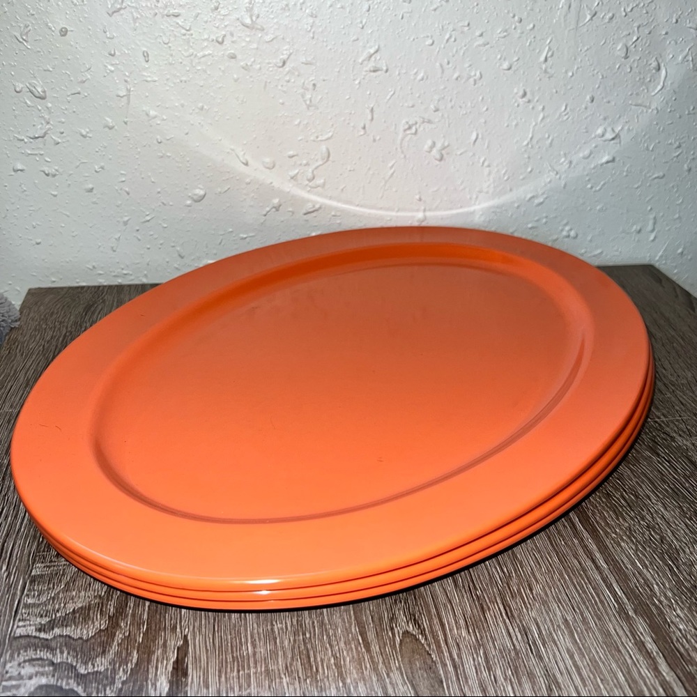 Set 3 Vintage Mallo-Ware Orange 160 Platter 16” Melmac Melamine MCM